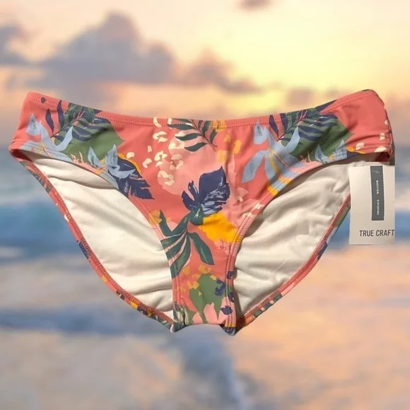 TRUE CRAFT Jungle Print Ruched-Back Hipster Swim Bottoms NWT/Lg - Picture 5 of 12